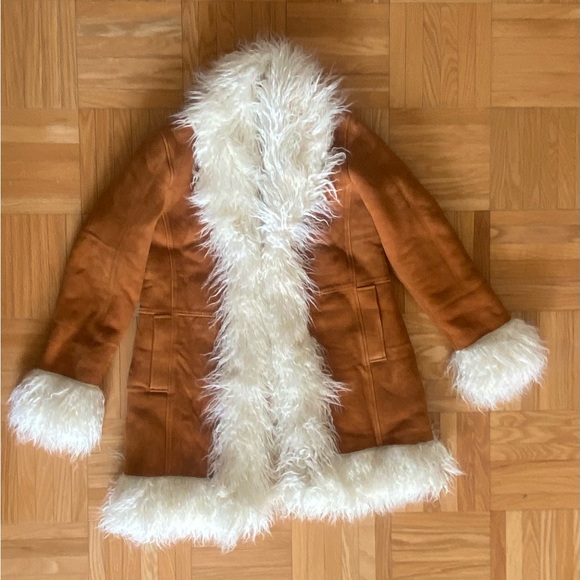 VintageFashionHub Jackets & Blazers - Women's Tan Penny Lane Afghan Suede Leather Coat - Vintage Long Boho